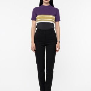 Vintage Resource Short Sleeve Knit Top – Purple Olive Stripes, Size 18/20